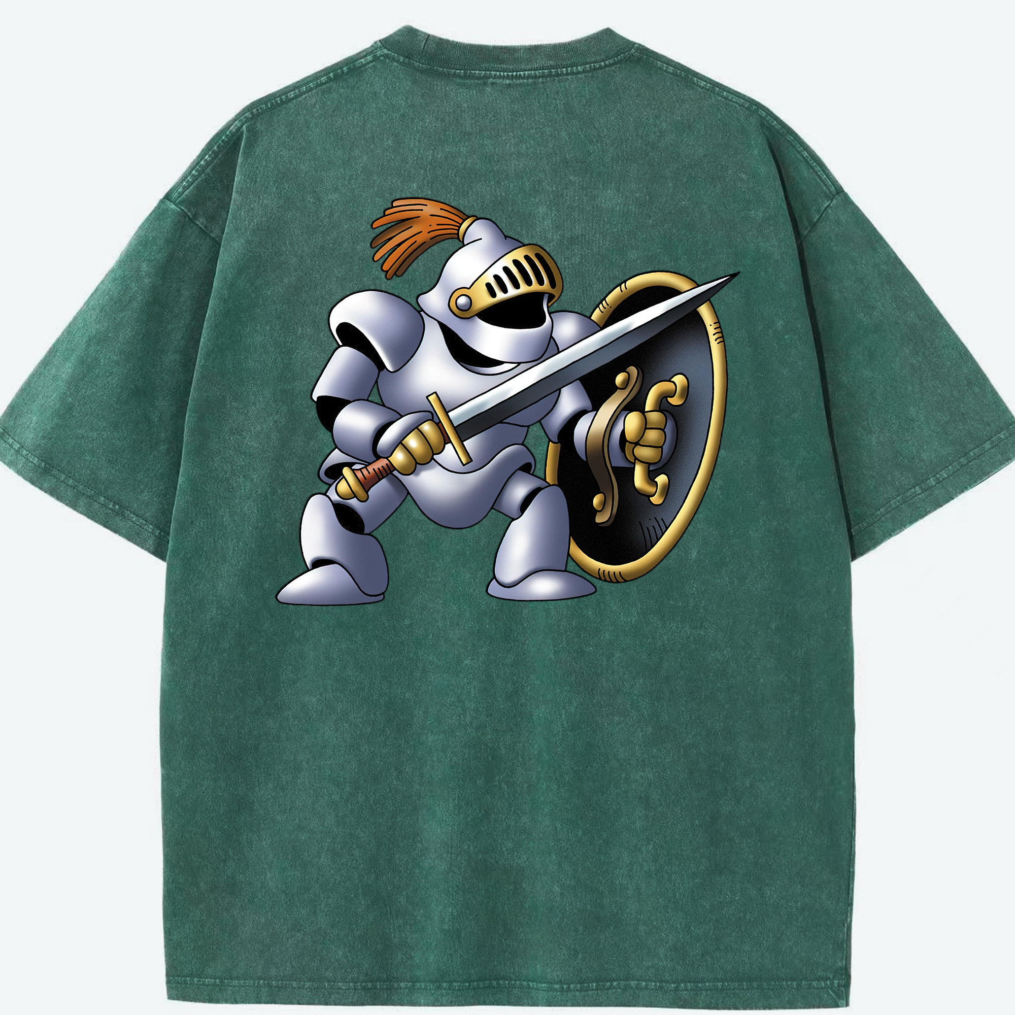 （画像用） ドラゴンクエスト Doragon Kuesuto Dragon Quest 綿100% ヴィンテージ風 半袖Tシャツ（背面プリント）